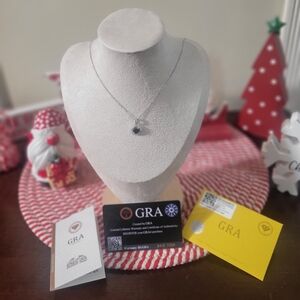 NWT Moissanite 6.5 mm Round Brillant Rainbow Blue 925 Necklace/Pendant